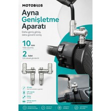 Motobros Motosiklet Ayna Genişletme Ayna Yükseltici (Silver) Motor Ayna Genişletme 10 mm 360° Ayarlı Cnc Alüminyum