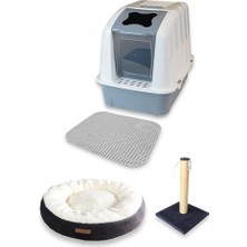 Esranın Dünyası Xxl Kapalı Kedi Tuvaleti + Simit Yatak + Tırmalama + Paspas Kedi Başlangıç Seti - Xxlkt1