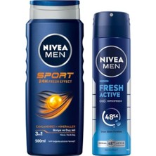 Esranın Dünyası Men Erkek Sports Duş Jeli, 500 Ml+  Men Erkek Sprey Deodorant Fresh Active 150 ml
