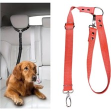 Esranın Dünyası Araç Içi Köpek Emniyet Tasması, Ayarlanabilir Metal Kancalı (Kırmızı)
