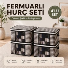 Esranın Dünyası Orta Boy Lüks Pencereli Kazak-Pike-Battaniye Hurcu Dolap Düzenleyici Hurç 40 x 30 x 30 cm - 4 Adet (Siyah)