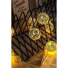 Esranın Dünyası Mini Disko Topu Dekoratif Süsleme 10 Lu LED Zinciri Pilli Süs LED Şerit Disko Topu LED Işık 1430