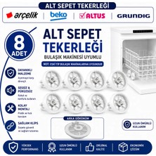 Öz Beyaz Eşya Arçelik 3405 Bulaşık Makinesi Alt Sepet Tekerleği 8 Adet Beyaz