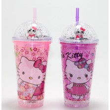 Sepetopia Sevimli Hello Kitty Işıklı Pipetli Boncuklu Suluk & Bardak 400 ml ALK4706