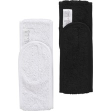 Esranın Dünyası Saç Bandı | 2li Set | HAVLU%100 Pamuk | Ter Sporcu Makyaj Bandana, Cırt Bant Biyeli | Siyah & Beyaz