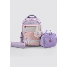 Ççs Kids Premium Okul Çanta Seti 3'lü Ilkokul Ortaokul Sırt Çantası Termal Beslenme Çantası Kalemlik Mor 51983