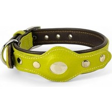 Esranın Dünyası Airtag Uyumlu Flotter Deri Köpek Tasması – El Yapımı, Yumuşak & Dayanıklı, Çift Katmanlı Doğal Deri – Tornavida & Yedek Vida Dahil (Yeşil - Kahverengi, S)