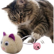 Esranın Dünyası Aee® Interaktif Zilli Peluş Kedi Oyuncağı Elastik Kuyruklu Avcı Oyuncak Hareketli Kedi Topu