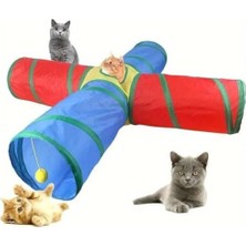 Esranın Dünyası Kedi ve Köpek Oyun Tüneli Gökkuşağı Renkli Katlanır, Uzun Eğlenceli Evcil Hayvan Oyuncak Tüneli (Dört Yönlü)