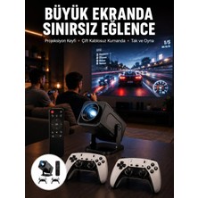 Decostyle Çift Kollu Game Box Projeksiyon Cihazı Kumandalı Android Tv Dahili Hoparlör Yeni Nesil