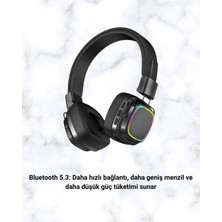 Decostyle Renkli Işık Efektli Bluetooth 5.3 Müzik Kulaklığı Yeni Nesil