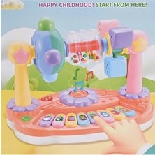 Esranın Dünyası Işıklı Müzikli Bebek Piyanosu Eğitici Oyuncak, Sesli Döner Geometri Mekanizması Çocuk Motor Gelişimi