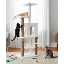 Esranın Dünyası Reyo Pet Y01 Salıncaklı Yuvalı Lüx Kedi Tırmalama Oyun Evi Beyaz