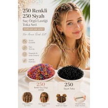 Esranın Dünyası 250 Adet Renkli Saç Örgü Lastiği 250 Siyah Toka Seti Lastik Toka Seti, Lastik Toka Seti, Toka Organizer, Toka, Kız Çocuk Toka