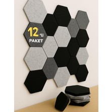 Esranın Dünyası Beylini 12'li Akustik Panel Keçe Kendinden Yapışkanlı Duvar Kaplama Ses ve Isı Yalıtım Duvar Kaplama 10 mm Kalınlık 26X30 cm (Karışık)