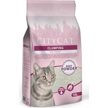 Esranın Dünyası City Cat Bebek Pudrası Kokulu Topaklanan Kedi Kumu 10L