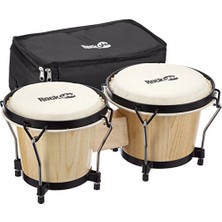 Esranın Dünyası Rockjam 18 & 20 cm Bongo Davul Seti, Natural (Süngerli Çanta ve Tuner Dahil)