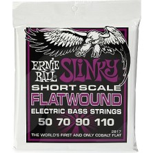 Esranın Dünyası Ernie Ball Power Slinky Flatwound Kısa Ölçekli Elektrik Bas Telleri 50-110 Ayar (P02817)