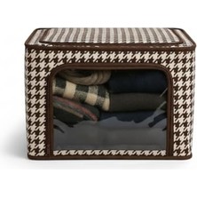 Esranın Dünyası Deconox Tela Telli Dolap Düzenleyici Kutu (40X50X30 Cm) - Katlanabilir, Dik Duran Kumaş Hurç | Ön/üstten Açılır, Şeffaf Pencereli Organizer Gri ve Kahve Renk Seçenekli (Kahverengi)