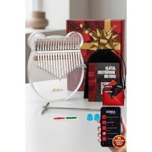 Esranın Dünyası Midex KLX-6000 Şeffaf Cam Kalimba Paslanmaz Çelik 17 Tuşlu Çekiç Çanta Metod Full Set