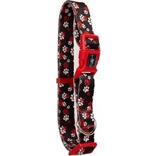 Esranın Dünyası Design Köpek Boyun Tasması – Geri Dönüştürülmüş Malzeme, Ayarlanabilir, Tüy Toplamaz, D-Halkalı, Emniyet Tokalı, Küçük & Büyük Irklar Için, Recycled Boyun Tasması Kırmızı Pati L