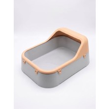 Esranın Dünyası Orret Home Kedi Kumu Kabı Geniş Hacimli Kedi Tuvaleti Plastik Kedi Tuvalet Kabı Açık Kedi Kum Kabı Kolay Temizlenebilir Dayanıklı Tasarım (Açık Gri-Krem)