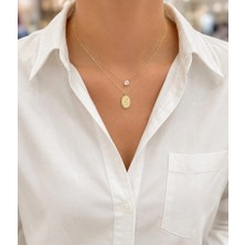 Yıldızlı Oval Plaka Kolye - KLY1086
