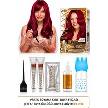 Maxx Deluxe Golden Beauty Set Saç Boyası 5.65 Çilek Kırmızısı 2 Li + Fırça+Pratik Boyama Kabı