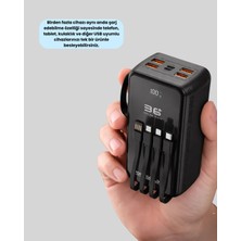 TeknoKapsül Yüksek Kapasite Taşınabilir Şarj Aleti Çoklu Kablo Çıkışlı
