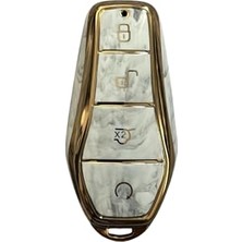 Esranın Dünyası Autohan Keys Byd Atto 3 Seal U Için Anahtar Kılıfı, Beyaz Mermer Desenli, Premium Koruyucu Kaplama