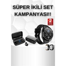 Timion Kablosuz Bluetooth Kulaklık ve Kordon Hediyeli Akıllı Saat Nabız Ölçer Uzun Pil Ömrü
