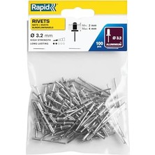 Esranın Dünyası Percin 3.2x8 mm ALUMINYUM100 Adet | Alüminyum Yassı Yuvarlak Başlık; 2 – 4 mm Sıkıştırma Alanı; 3,2 mm Çap; Metal ve Plastik Için; 100 Adet