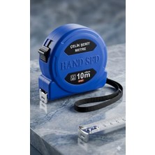 MarkEntegra Hand Sfd Çelik Şerit Metre, 10M x 25MM, Sarı, Mavi ve Kırmızı Renk Seçenekleri, Ölçüm Aleti (Mavi)