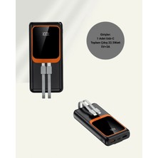 Feedback Powerbank 20000 Mah | 22.5W Hızlı Şarj, Dahili Kablolu, LCD Ekranlı Şarj Cihazı