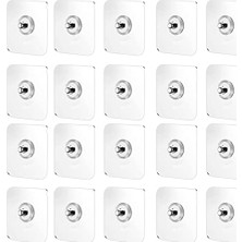 MarkEntegra 20'li Paket Yapışkan Vidalar Yapışkan Kancalar Şeffaf Yapışkan Çiviler Duvara Montaj Delme Gerektirmez Resim Askısı Kendinden Yapışkanlı Vida Banyo Mutfak Duş Odası Için
