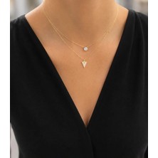 Taşlı Üçgen Kolye - KLY1082