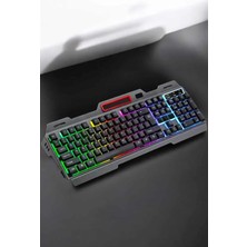Feedback LED Işıklı Oyuncu Klavye USB Girişli Rgb Işıklı Q Klavye Mouse Hediyeli