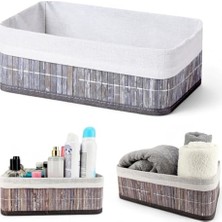 MarkEntegra Deconox Bambu Çok Amaçlı Saklama Kutusu Düzenleyici Orta Boy Organizer, Dekoratif Bambu Düzenleyici Gri (29X19X10CM)