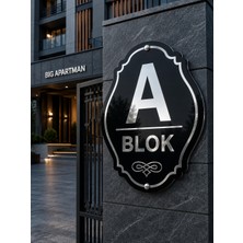 Zafrak Reklam Apartman,site,inşaat,villa, Özelleştirilebilir Siyah Mat Parlak Pleksi Gümüş Blok Tabelası 40X30CM Ölçü