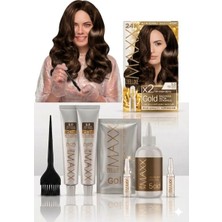Maxx Deluxe Golden Beauty Set Saç Boyası 5.0 Açık Kahve 2 'li + Fırça+Pratik Boyama Kabı