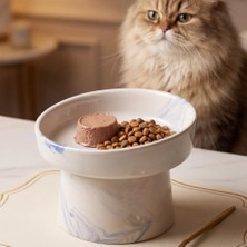 MarkEntegra Seramik  Kabı - Kedi ve Köpekler Için Sağlıklı  Kasesi - Ayaklı,yükseltilmiş, Kaymaz  Kabı (Mavi)