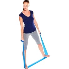 MarkEntegra Slıpt 120X15 cm Pilates Bandı, Mavi, Orta Sertlik, Uzun Direnç Lastiği