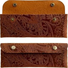 Esranın Dünyası El Yapımı Kalemlik Hakiki Deri, Deri Küçük Kalem Kutusu – Iş, Ofis, Okul Aksesuar Tutucu, Klasik ve Minimal El Yapımı Tasarım Vintage Kalemlik (Desenli Camel)