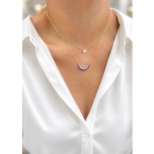Mavi Taşlı Taç Kolye - KLY1087