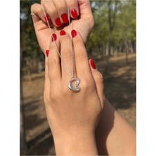 925 Ayar Gümüş Taşlı Peri ve Ay Kolye