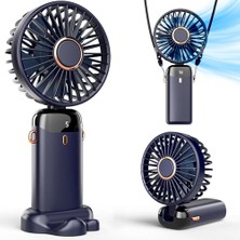 Esranın Dünyası Taşınabilir El Vantilatörü, Pille Çalışan Fan, Tabanlı, 8 Saat, Dijital Ekran, 5 Hız, 90° Ayarlanabilir, Şarj Edilebilir Mini Fan, Dış Mekan Iç Mekan Için