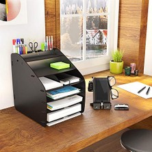 Esranın Dünyası Design Otto Large Modest - 6 Renk A4 Evrak Rafı Masaüstü Organizer Düzenleyici (Siyah)