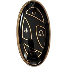 Esranın Dünyası Autohan Keys Premium Nano Anahtar Kılıfı, 5 Butonlu, Tucson Ioniq Kona Modelleri ile Uyumlu (Siyah-Altın)