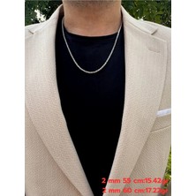 Erkek Gümüş Kolye -2 mm Yuvarlak Kral Zincir 925 Ayar Gümüş Erkek Kolye Zincir