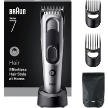 MarkEntegra Braun Saç Kesme Makinesi Series 7, +5 Aksesuar, Ömür Boyu Keskin Bıçak, 17 Uzunluk, HC7590 | Saç Kesme Makinesi, 5 Stil Aksesuarı, Ultra Keskin Folyo, 17 Uzunluk, 50 Dakika Kullanım, Suya Dayanıklı